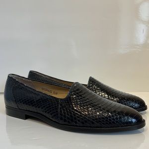 Men’s Giorgio Brutini Black‎ Snakeskin Slip On Loafers Size 9.5